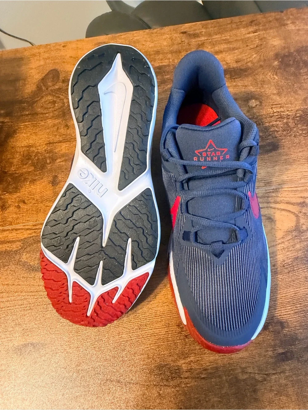Nike Kids Navy Sneakers with Red Swoosh
